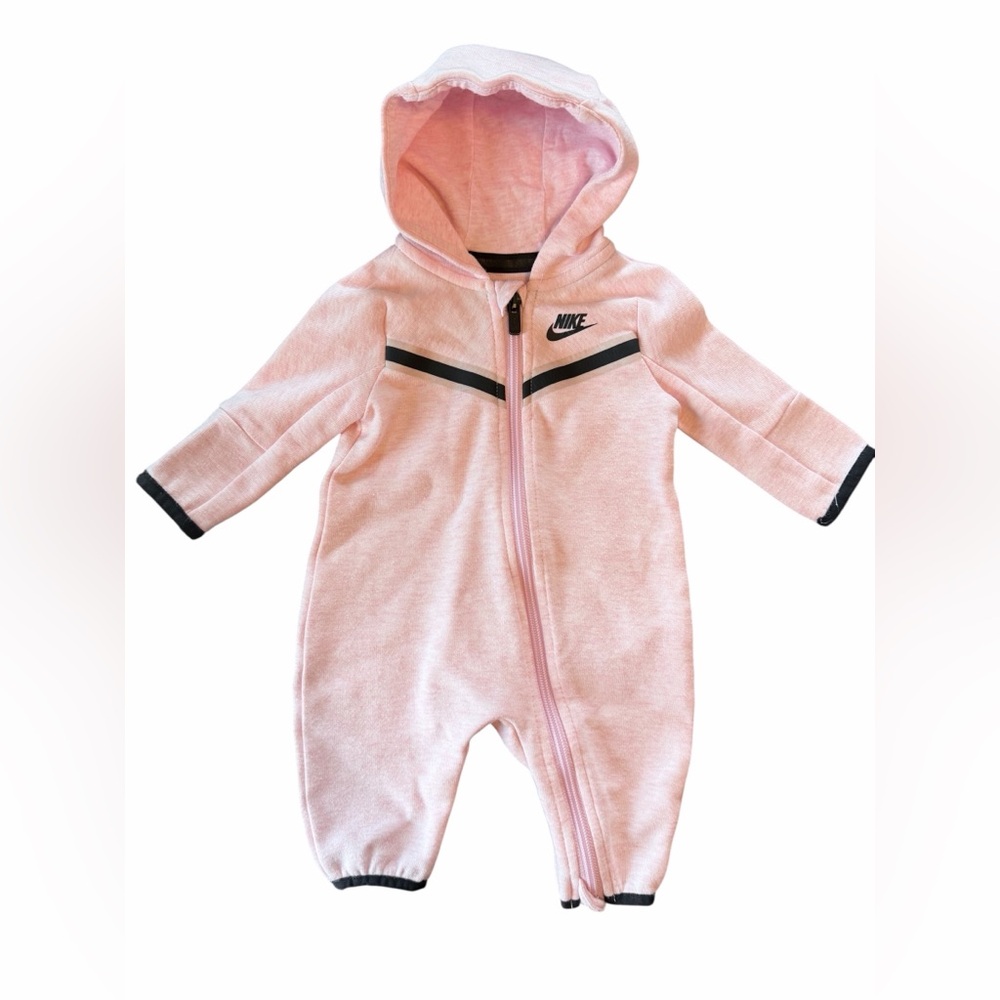 Nike Baby Pink Hooded Romper 3M